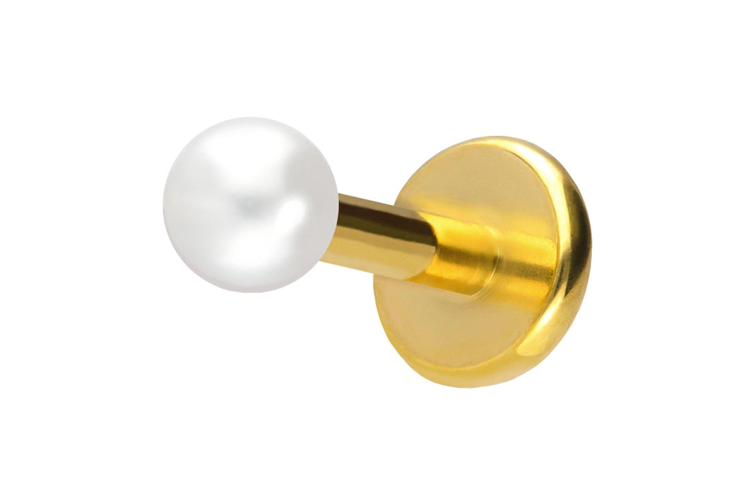 Titan Labret Piercing mit Push Fit SYNTHETISCHE PERLE